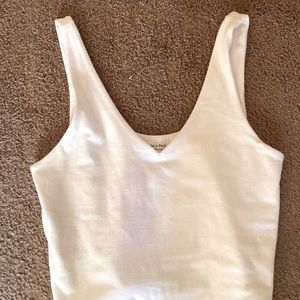 Abercrombie White Crop V Neck Top -Small